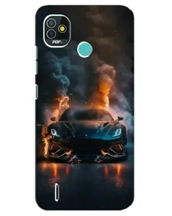 Чехол для TECNO Pop 5 (BD2p) с картинкой «Lamborghini дымная эстетика»
