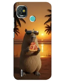 Чохол для TECNO Pop 5 (BD2p) з картинкою «Капібара з піцою»