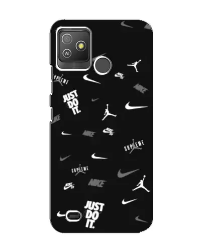 Чехол для TECNO Pop 5 GO с картинкой «Nike Black Pattern»