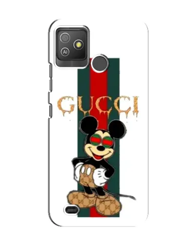 Чехол для TECNO Pop 5 GO с картинкой «Микки Маус Gucci — полосы»