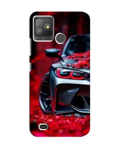Чехол для TECNO Pop 5 GO с картинкой «Спортивная BMW и цветы»