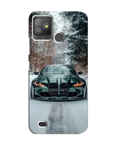 Чехол для TECNO Pop 5 GO с картинкой «BMW в зимнем лесу»