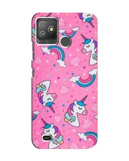 Чехол для TECNO Pop 5 GO с картинкой «Unicorn паттерн розовый»