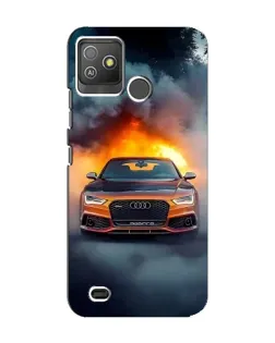 Чехол для TECNO Pop 5 GO с картинкой «Audi в огненном дыму»