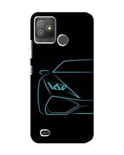 Чохол для TECNO Pop 5 GO з картинкою «Блакитний силует Lamborghini»