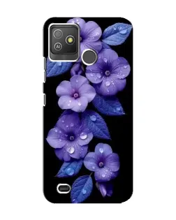 Чехол для TECNO Pop 5 GO с картинкой «Фиолетовые цветы с росою»