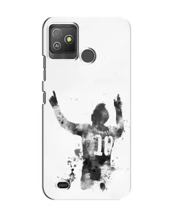 Чехол для TECNO Pop 5 GO с картинкой «Черно-белый силуэт Месси»