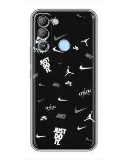 Чехол для TECNO Pop 5 LTE с картинкой «Nike Black Pattern»