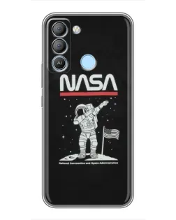 Чехол для TECNO Pop 5 LTE с картинкой «NASA — шагаем по Луне»