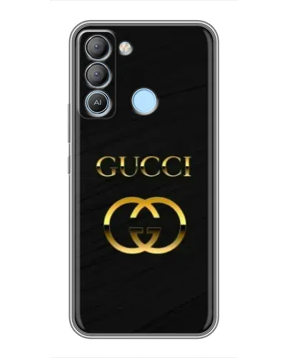 Чехол для TECNO Pop 5 LTE с картинкой «Золотой логотип Gucci»