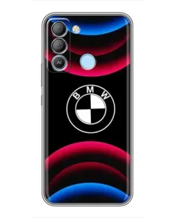 Чехол для TECNO Pop 5 LTE с картинкой «Логотип BMW и неоновые дуги»