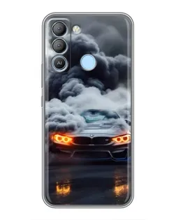 Чехол для TECNO Pop 5 LTE с картинкой «BMW в дыму»