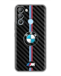 Чехол для TECNO Pop 5 LTE с картинкой «Эмблема BMW и карбон»