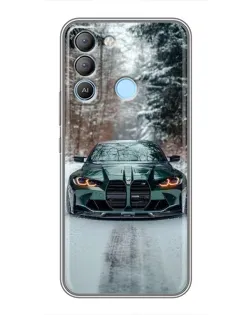 Чехол для TECNO Pop 5 LTE с картинкой «BMW в зимнем лесу»