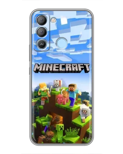 Чехол для TECNO Pop 5 LTE с картинкой «Minecraft классический мир»