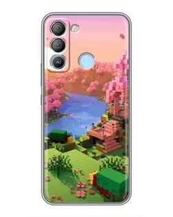 Чохол для TECNO Pop 5 LTE з картинкою «Рожеве дерево Minecraft»