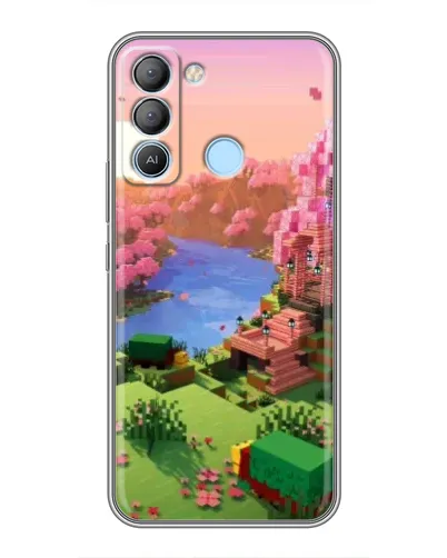 Чехол для TECNO Pop 5 LTE с картинкой «Розовое дерево Minecraft»