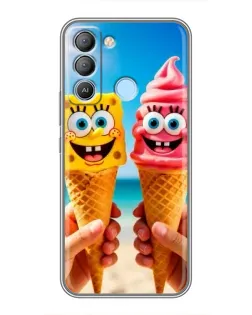 Чехол для TECNO Pop 5 LTE с картинкой «Спанч Боб мороженое»