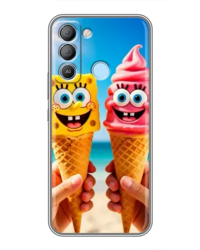 Чехол для TECNO Pop 5 LTE с картинкой «Спанч Боб мороженое»