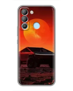 Чехол для TECNO Pop 5 LTE с картинкой «Cybertruck на Марсе»
