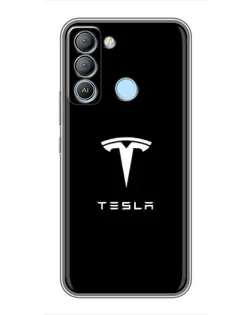 Чехол для TECNO Pop 5 LTE с картинкой «Tesla White Logo»