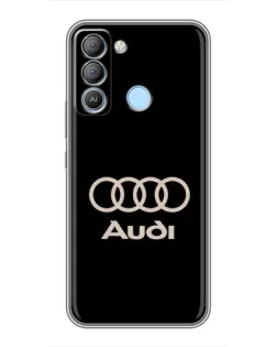 Чехол для TECNO Pop 5 LTE с картинкой «Audi — золотой логотип»