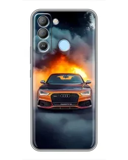 Чехол для TECNO Pop 5 LTE с картинкой «Audi в огненном дыму»