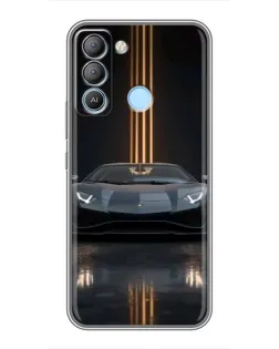 Чехол для TECNO Pop 5 LTE с картинкой «Lamborghini золотые линии»
