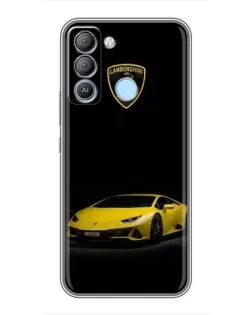 Чехол для TECNO Pop 5 LTE с картинкой «Lamborghini желтый акцент»