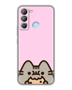 Чехол для TECNO Pop 5 LTE с картинкой «Pusheen и печенье»