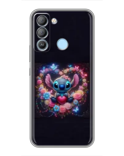 Чехол для TECNO Pop 5 LTE с картинкой «Stitch в цветах»