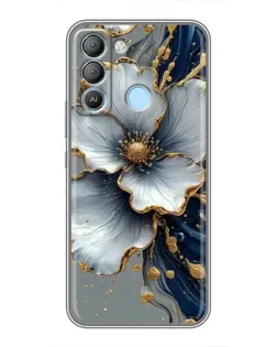 Чехол для TECNO Pop 5 LTE с картинкой «Белый цветок и золотой флюид» Чехол для TECNO Pop 5 LTE с картинкой «Белый цветок и золотой флюид»