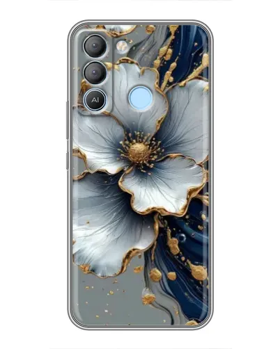 Чехол для TECNO Pop 5 LTE с картинкой «Белый цветок и золотой флюид» Чехол для TECNO Pop 5 LTE с картинкой «Белый цветок и золотой флюид»