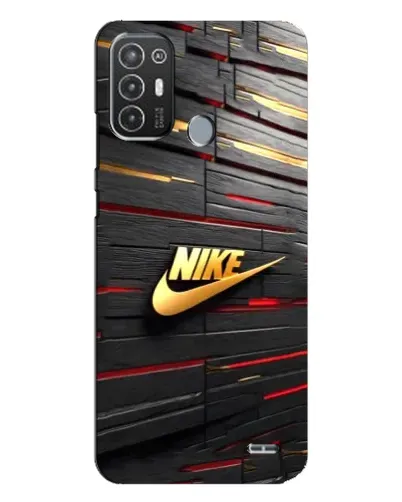 Чехол для TECNO Pop 6 Pro (BE8) с картинкой «Золотой Nike на металле»