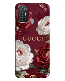 Чехол для TECNO Pop 6 Pro (BE8) с картинкой «Gucci — бордовые розы»
