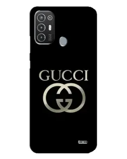Чехол для TECNO Pop 6 Pro (BE8) с картинкой «Gucci — золото на черном»