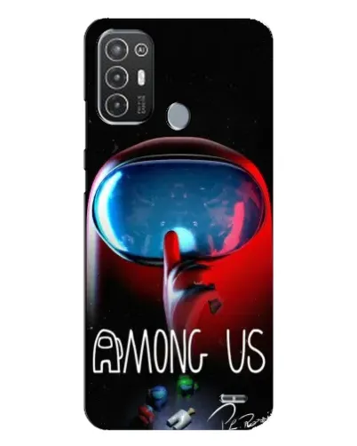 Чехол для TECNO Pop 6 Pro (BE8) с картинкой «Красный импостер — макро»