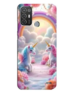 Чехол для TECNO Pop 6 Pro (BE8) с картинкой «Радуга и единороги»