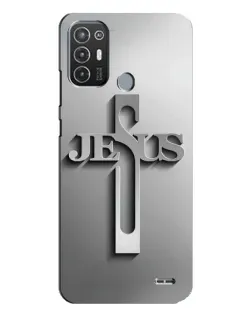 Чехол для TECNO Pop 6 Pro (BE8) с картинкой «Металлический крест Jesus»
