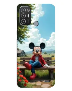Чехол для TECNO Pop 6 Pro (BE8) с картинкой «Микки на скамейке»