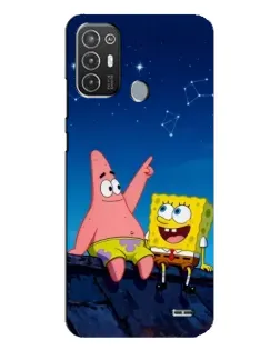 Чехол для TECNO Pop 6 Pro (BE8) с картинкой «Губка Боб и Патрик ночью»
