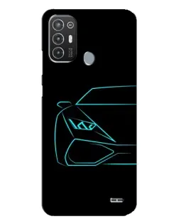 Чехол для TECNO Pop 6 Pro (BE8) с картинкой «Голубой силуэт Lamborghini»