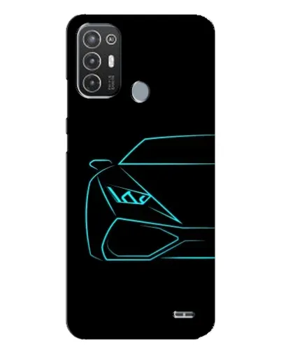 Чехол для TECNO Pop 6 Pro (BE8) с картинкой «Голубой силуэт Lamborghini»