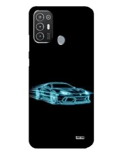 Чехол для TECNO Pop 6 Pro (BE8) с картинкой «Неоновый контур Lamborghini»