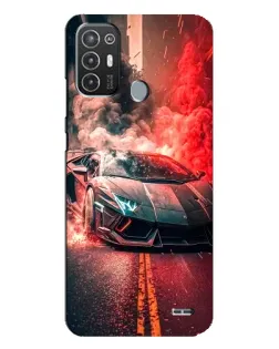 Чехол для TECNO Pop 6 Pro (BE8) с картинкой «Lamborghini красный дым»