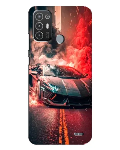 Чехол для TECNO Pop 6 Pro (BE8) с картинкой «Lamborghini красный дым»