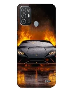 Чехол для TECNO Pop 6 Pro (BE8) с картинкой «Lamborghini в огне»