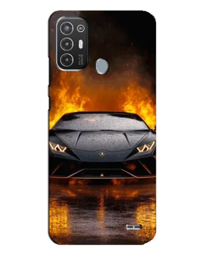 Чехол для TECNO Pop 6 Pro (BE8) с картинкой «Lamborghini в огне»