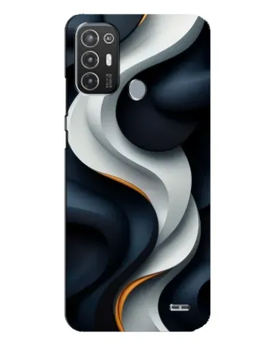 Чехол для TECNO Pop 6 Pro (BE8) с картинкой «Объемные черно-белые ленты»
