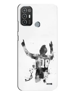 Чехол для TECNO Pop 6 Pro (BE8) с картинкой «Черно-белый силуэт Месси» Чехол для TECNO Pop 6 Pro (BE8) с картинкой «Черно-белый силуэт Месси»